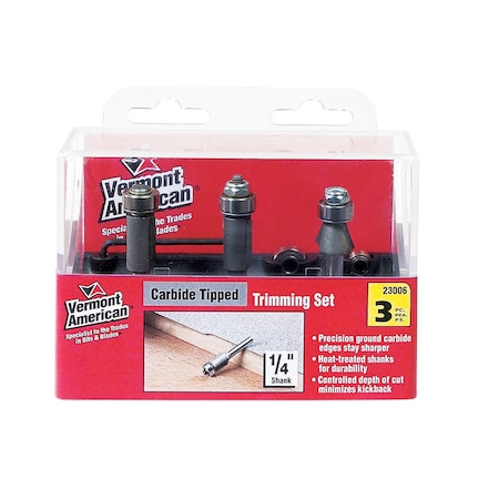 Vermont American Vermont American 1/4 in. D X Multi Size in. X 4 in. L laminate trim Router Bit Set 3 pc 23006